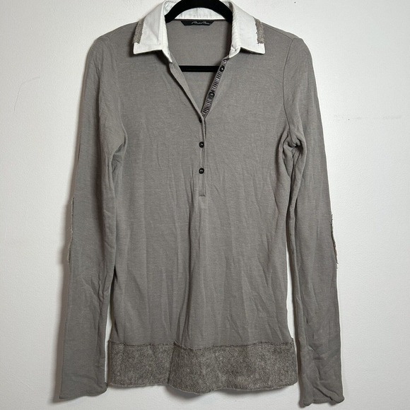 Brebis Noir Italy Collared Virgin Wool Long Sleeve Sweater Gray Womens Size 46 L - Picture 1 of 10